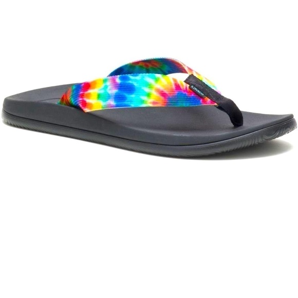 Chaco Chillos Flip Flop Sandals Dark Tie Dye Black  Rainbow shoe Men’s size 10